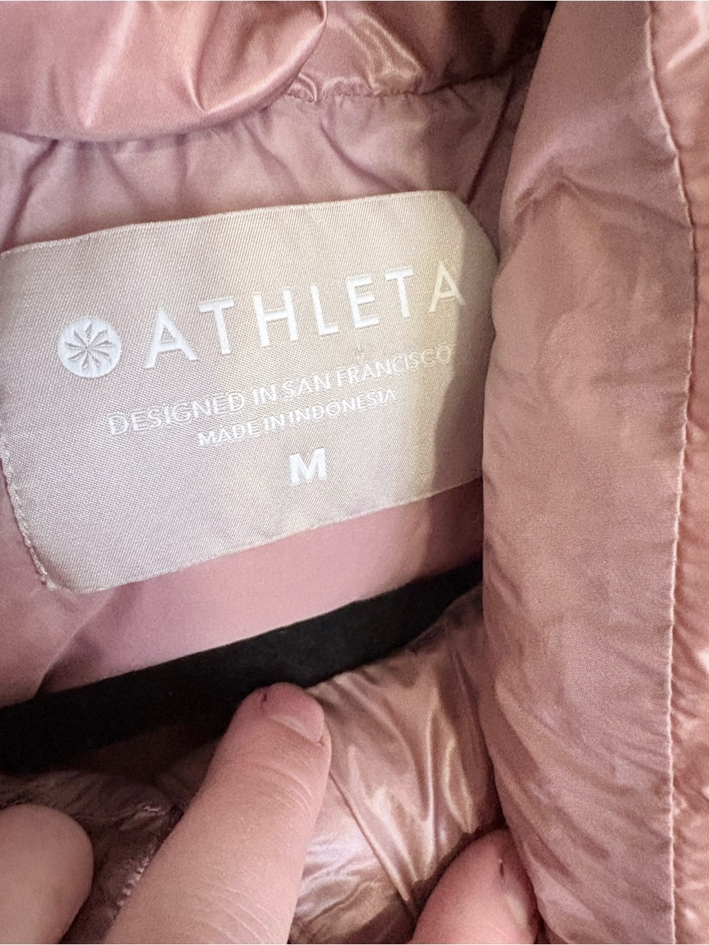 Athleta Goose Down Puffer Vest Womens Medium Pink Metallic Quilted Athleisure - Picture 4 of 10